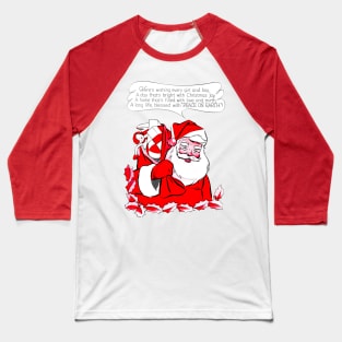 Santa Claus wishing Merry Christmas and peace in the world Retro Vintage Comic Baseball T-Shirt
